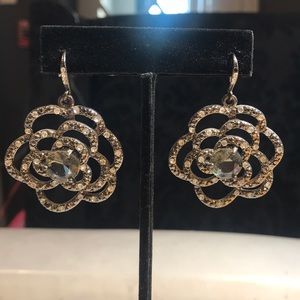 Black metal flower earrings